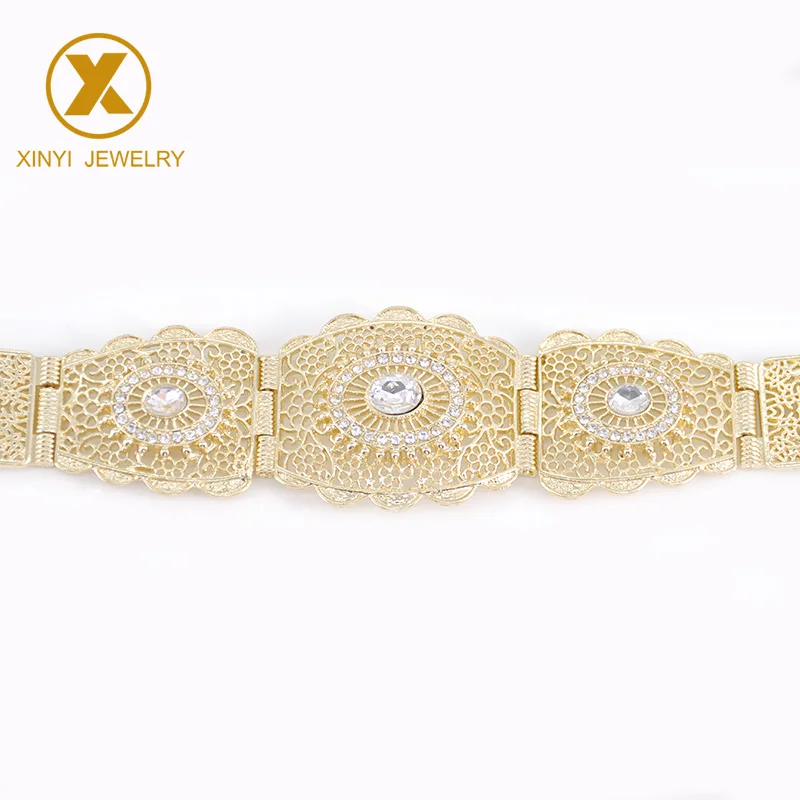 Турецкая национальная вырезанная металлическая цепочка на талию с золотыми