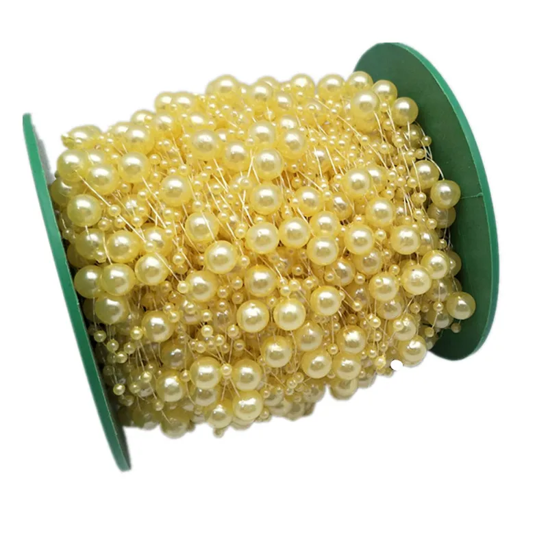light yellow Горячая 8+ 3 мм леска искусственная цепочка с жемчужными бусинами гирлянда цветы DIY свадебная поставка украшений для вечеринок 5BB5600 - Цвет: light yellow