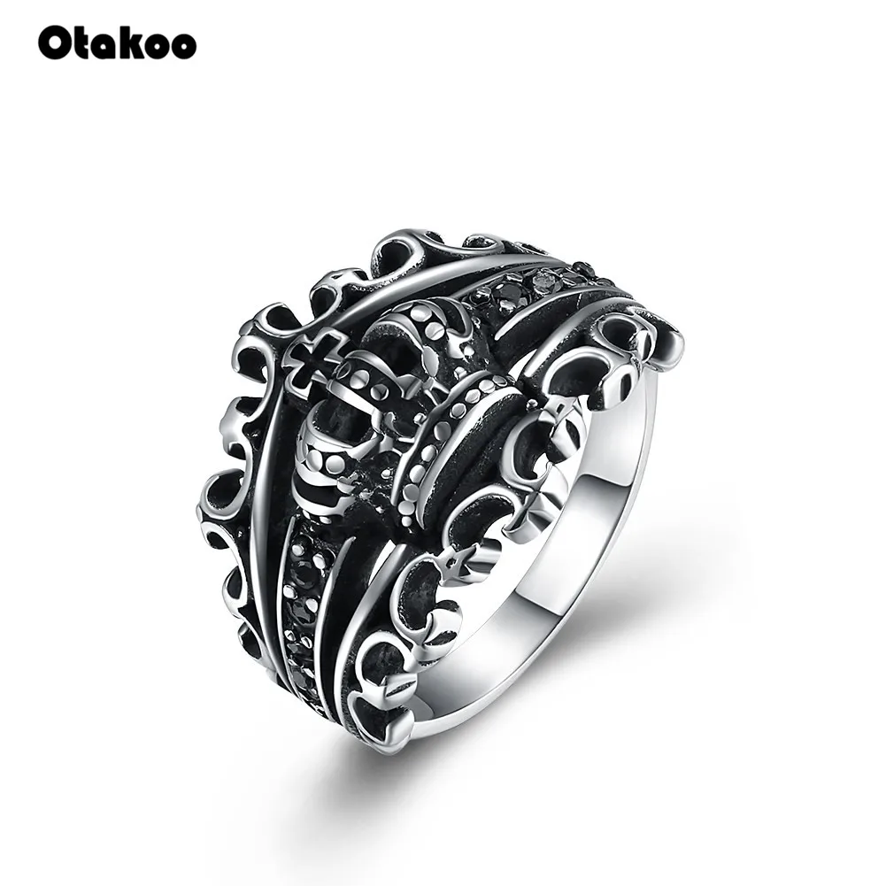 Otakoo черепа, кольцо байкера ювелирные изделия из нержавеющей стали классические панк 316L титановая сталь Череп Корона Кольца для мужчин