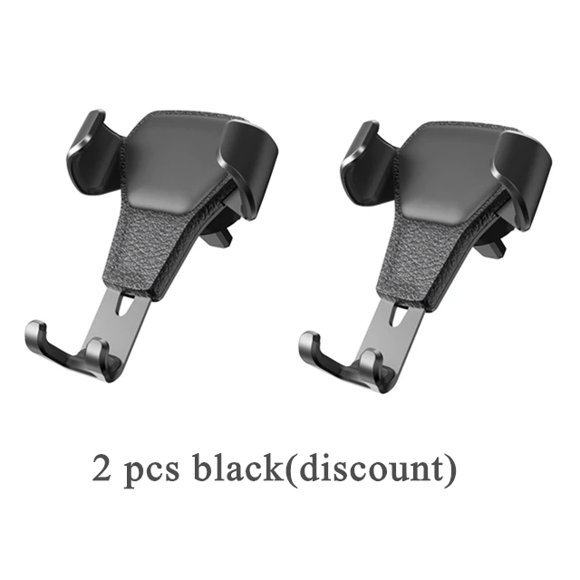 2 pcs black Гравитационный Автомобильный держатель для телефона в автомобиле, крепление на вентиляционное отверстие, без магнита, для iPhone X XS 7, Xiaomi, мобильный телефон, сотовый телефон, gps, подставка, поддержка - Цвет: 2 pcs black