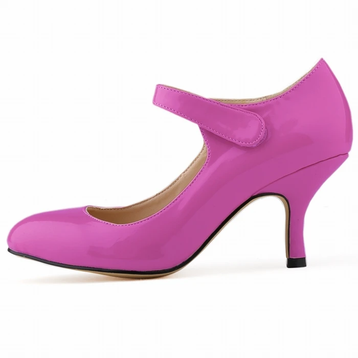Fashion Candy Color Pointed Toe Med Heels Shallow Mouth Women Pumps OL Students Mary Janes Shoes Large Size 4-11 Free Shipping | Обувь