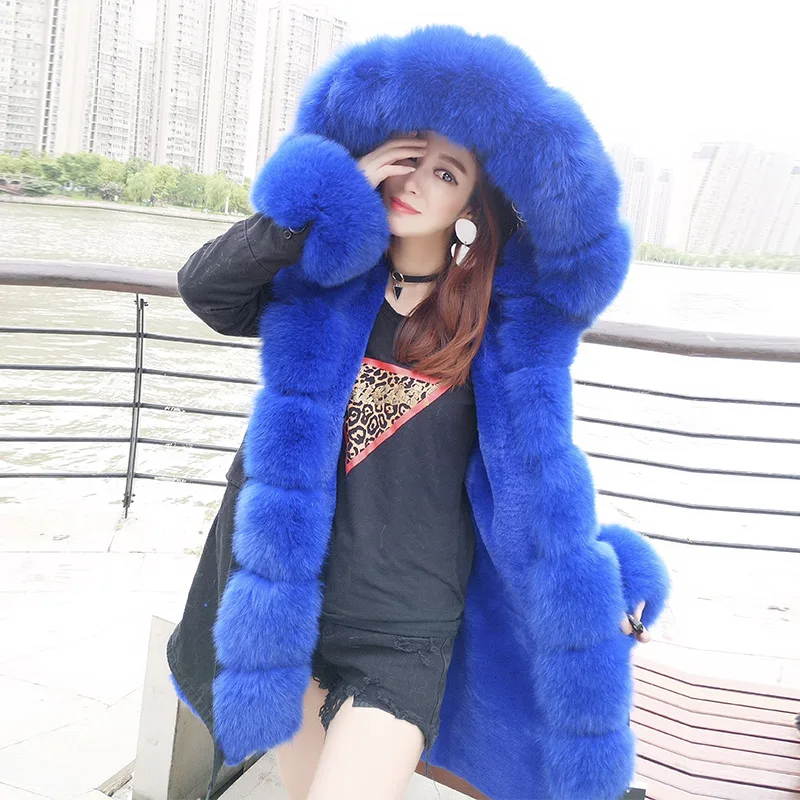 Для женщин S зимняя куртка пальто Куртки натуральным лисьим с капюшоном и меховым