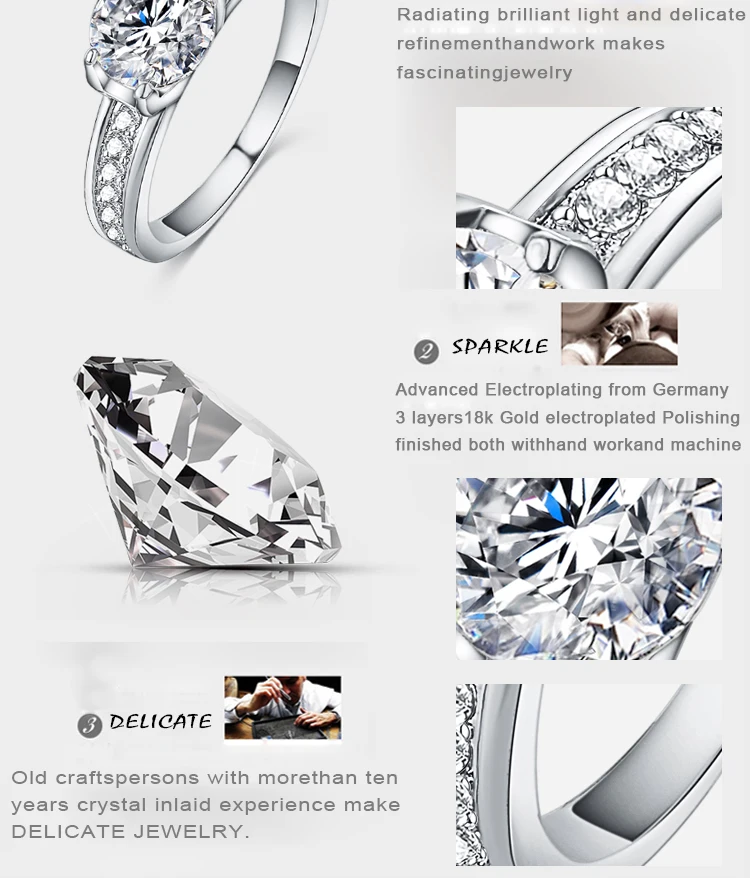 Мода AAA циркония свадебные кольца невесты для женщин белого золота цвет модные