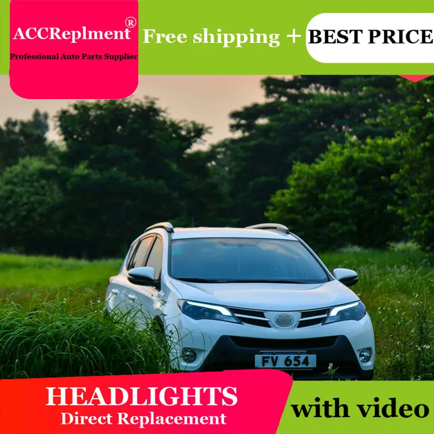 car styling For RAV4 headlights U angel eyes 2013-2015 LED light bar Q5 bi xenon lens h7 projector Bulb | Автомобили и мотоциклы