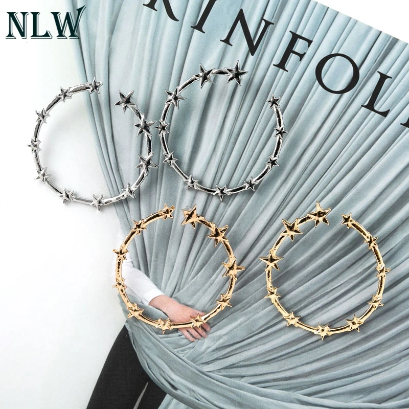 NLW Boho Star женские серьги гвоздики Золотой Серебряный круг Эффектные подарок
