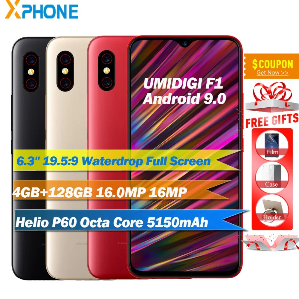 UMIDIGI F1 Android 9,0 телефон 6," FHD+ 4 Гб 128 ГБ Helio P60 5150 мАч Быстрая зарядка NFC двойной 4G 16 МП разблокировка отпечатков пальцев Смартфон