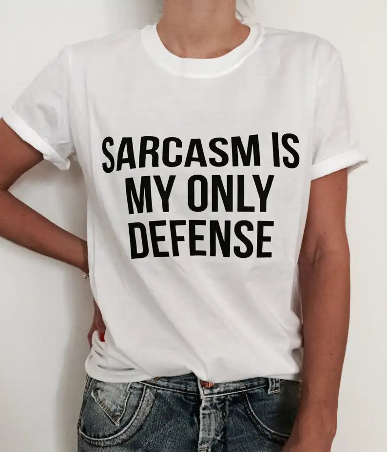 

Skuggnas New Arrival Sarcasm is my only defense T-shirt Fashion Funny Hype Tumblr t shirts Women Dope Swag Hipster t shirt