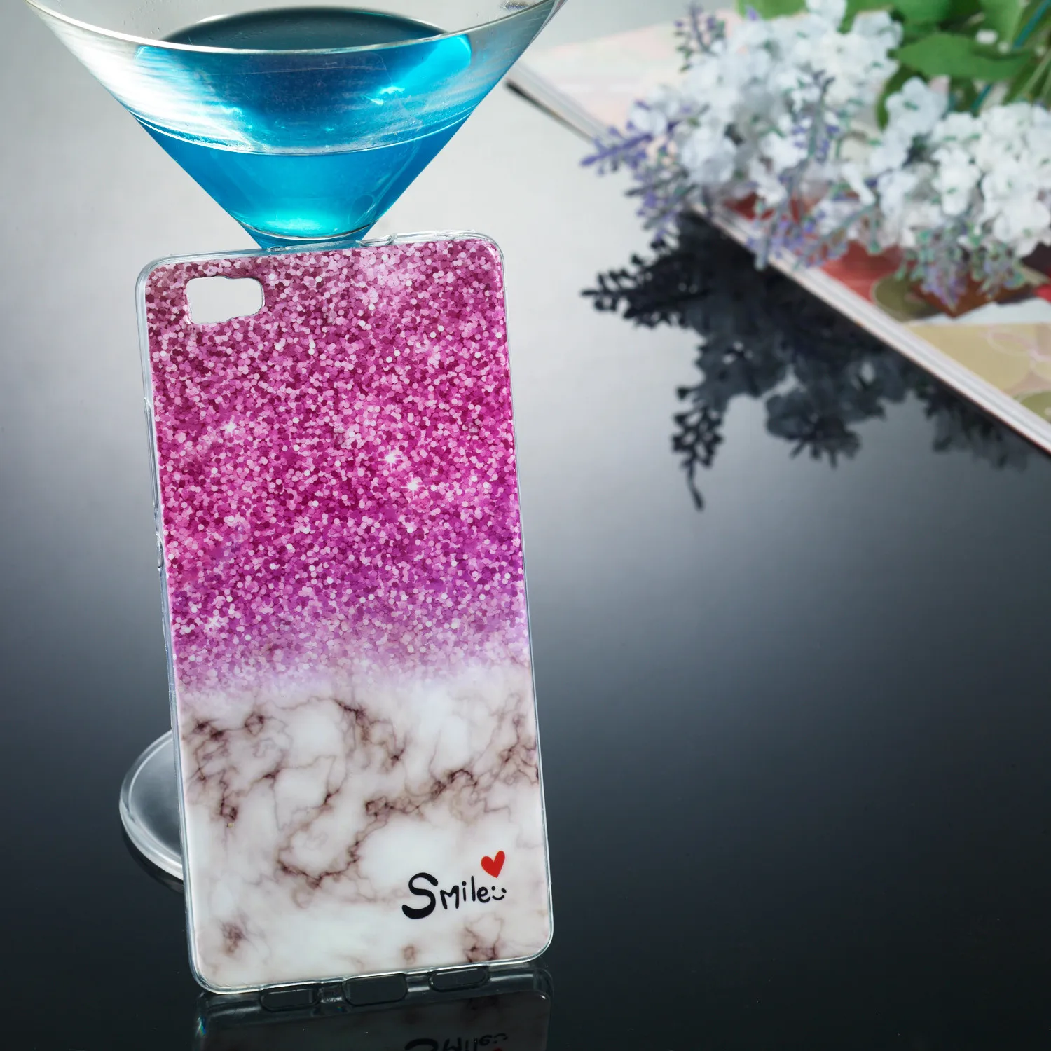 Роскошный чехол для Huawei P8 Lite из мягкого ТПУ силикона с мраморным узором ультра