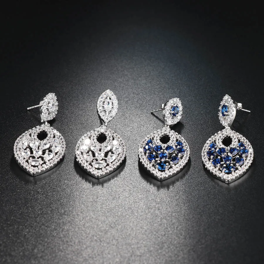 Kinel новые роскошные серьги-подвески с синим цирконием модные ювелирные украшения