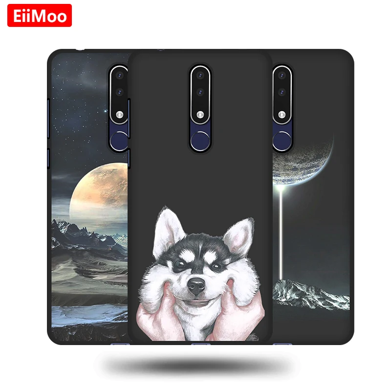 Чехол EiiMoo для Nokia 3 1 Plus чехол 2018 Nokia3.1 с милым принтом Мягкая силиконовая Черная