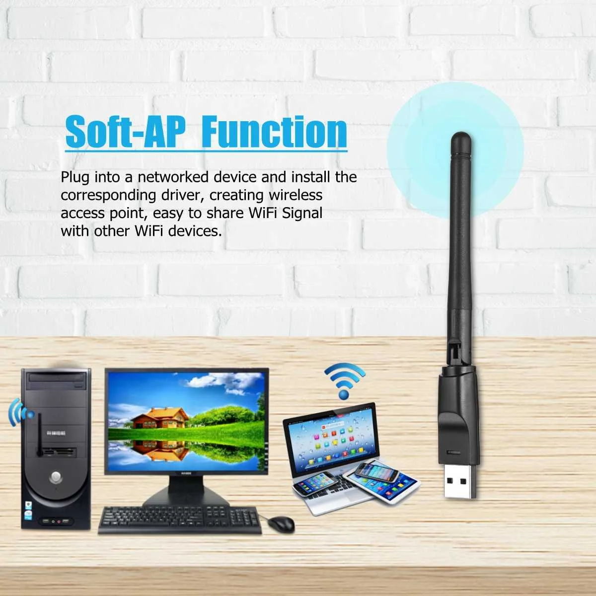 150 Мбит/с беспроводная сетевая карта мини-usb Wi-Fi адаптер LAN Wi-Fi приемник подвесная антенна 802,11 b/g/n Wifi адаптер