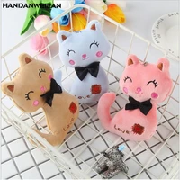 1pcs small bow knot cat plush toys pendant toy grab machine cartoon animals doll bouquet accessories student gift 12cm