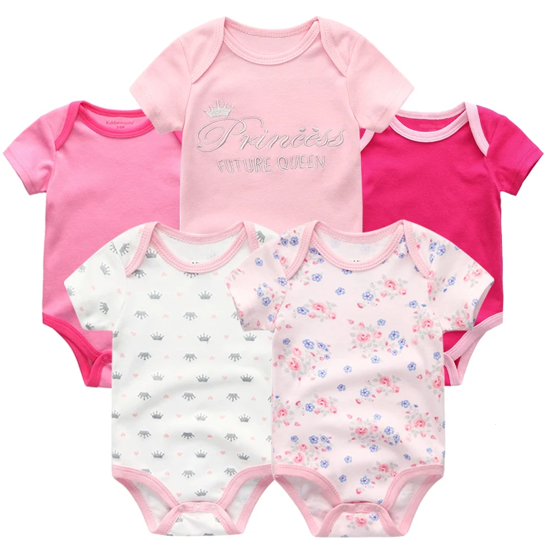 Одежда для малышей; Roupas; хлопковая одежда; боди; 5 шт.; розовый комбинезон в горошек с короткими рукавами; Одежда для новорожденных; боди для малышей