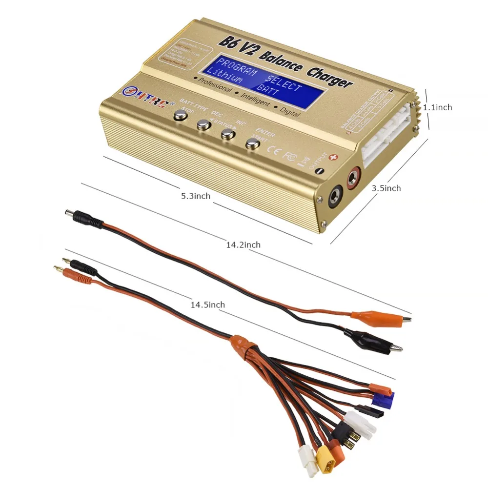 HTRC B6 V2 80 Вт 6A LiPo баланс зарядное устройство 8 в 1 зарядное устройство набор кабелей 15V6A адаптер переменного тока Lipo Безопасный мешок светодиодный аккумулятор Dis зарядное устройство