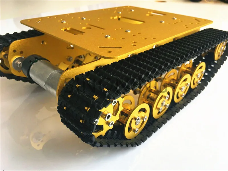 Металлическое шасси для танков-роботов золотисто-желтое гусеничной Подвески