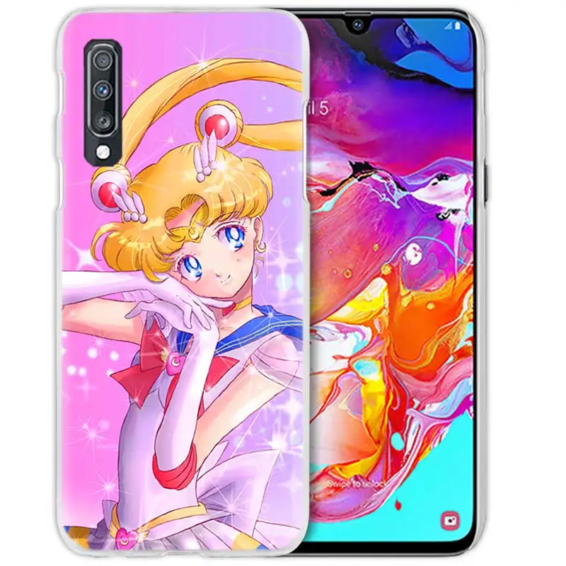 Чехол с принтом "Сейлор Мун" для samsung Galaxy A50 A70 A20e A40 A30 A20 A10 A8 A6 плюс A9 A7 жесткий прозрачный чехол для телефона чехол с рисунком из аниме для девочек - Цвет: 09