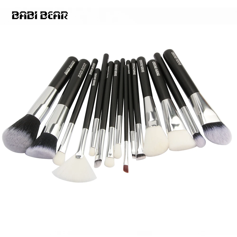 BABI BEAR 15 шт. черные кисти ля макияжа Набор для основы пудры румян хайлайтер тени