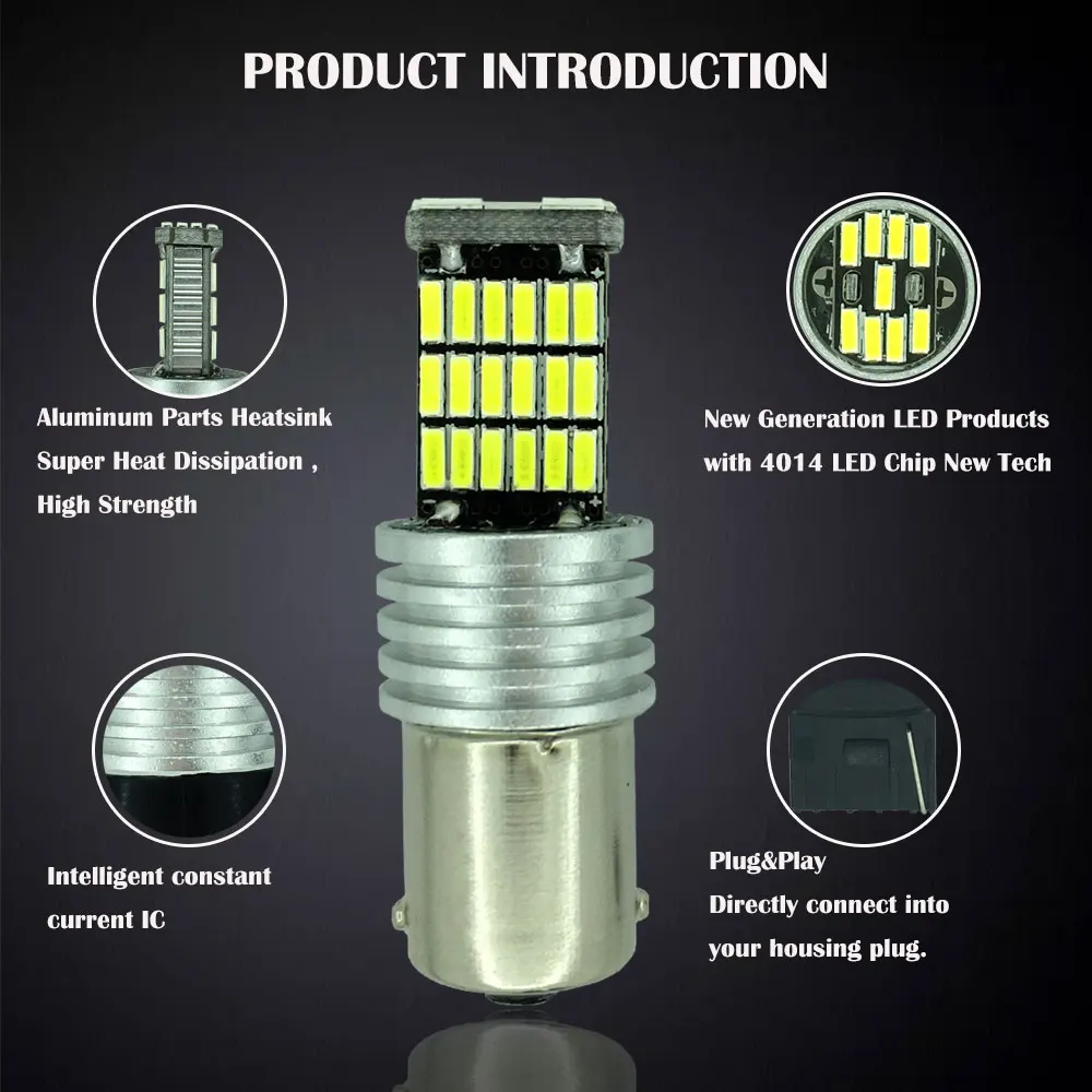 1157 светодисветодиодный P21/5 Вт BAY15D P21W 1156 BA15S светодиодный ная лампа 4014 45SMD