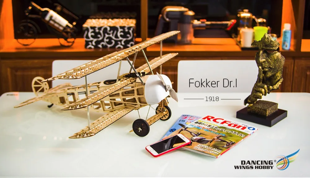 Классический радиоуправляемый самолет Fokker DR1 самолетик из пробкового дерева модель 0,8 м размах крыльев 4CH Электропитание Самолеты дистанционного управления строительные наборы