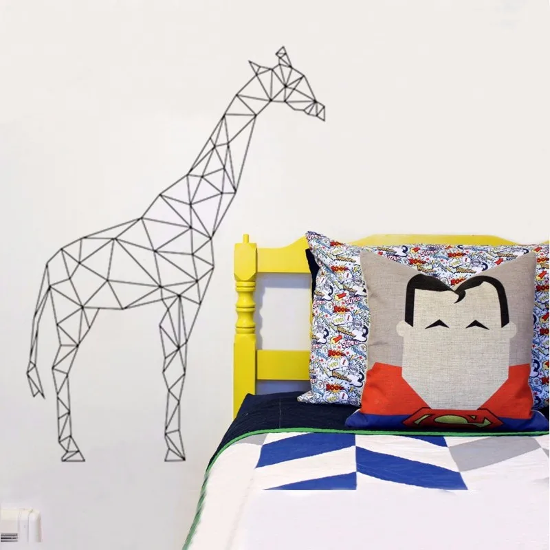 Геометрическая Наклейка на стену с жирафом Виниловая наклейка серия