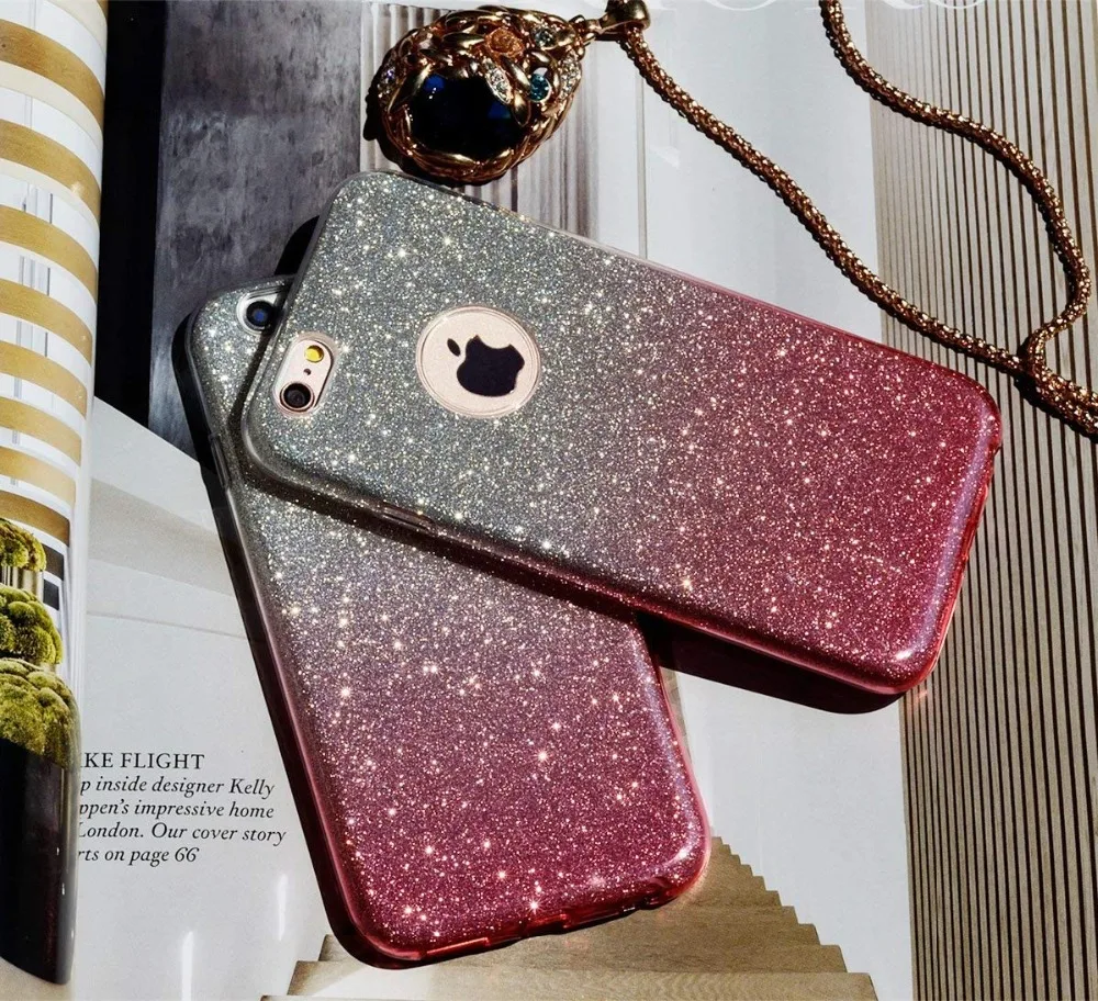 Case For iPhone 6 6S Silicon Bling Glitter Crystal Sequins Soft Cover Fundas 5SE 5S 7 8 Plus X Mobile phone case |
