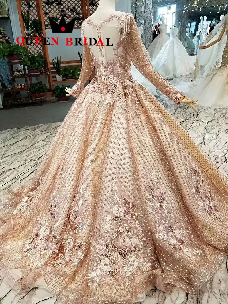 Custom Made 2021 Vestido De Festa Crystal Sequins Elegant Evening Dress Robe De Soiree Long Sleeves Lady Evening Gown EV122