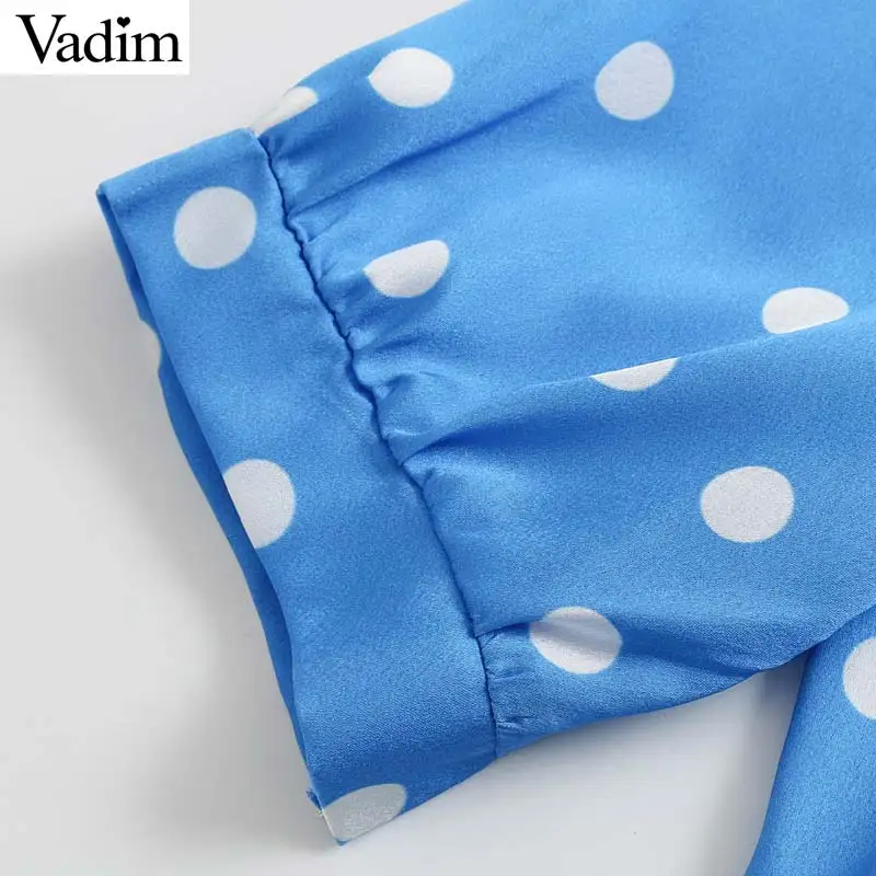 Вадим Женщины горошек короткий стиль блузка с v-образным вырезом сзади