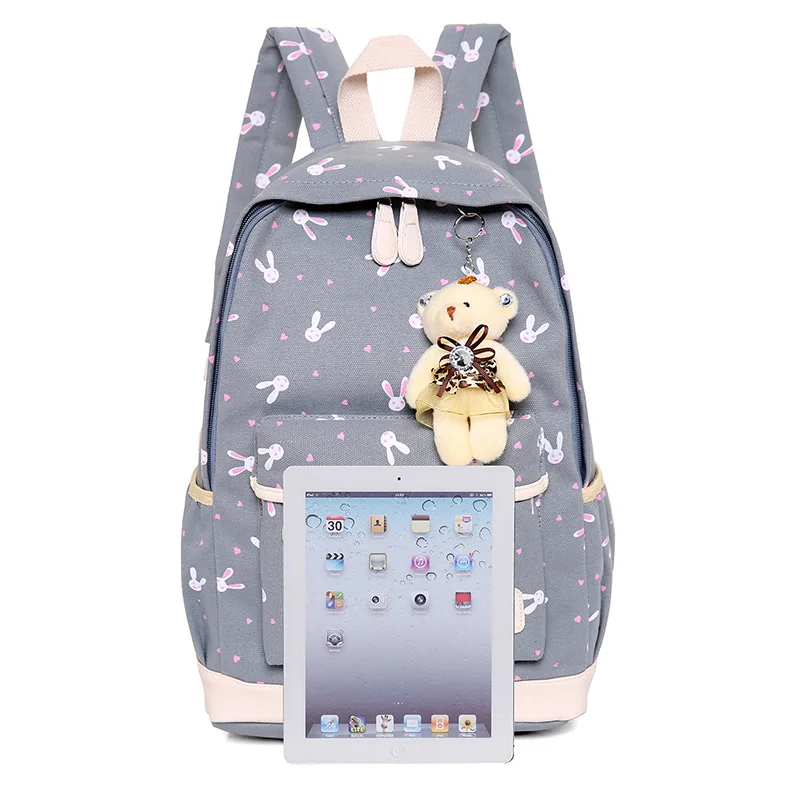 3pcs/set Printing School Bags Women Backpack Schoolbag Fashion Kids Lovely Backpacks For Children Girls School Student Mochila