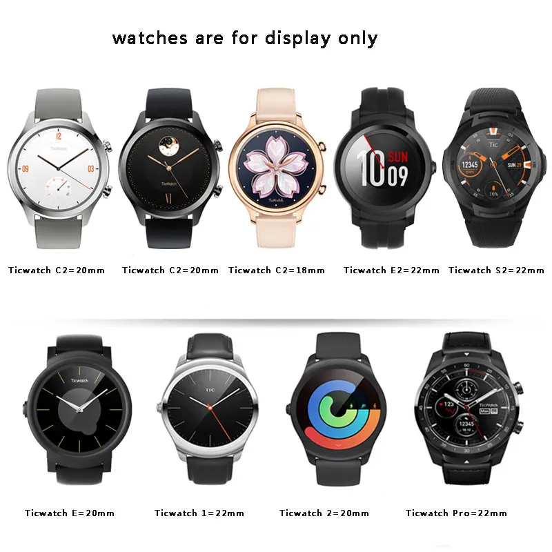 

18mm 20mm 22mm Hand-polished genuine leather watch band replacement strap for Ticwatch pro/E2/C2/S2 leather watch chain