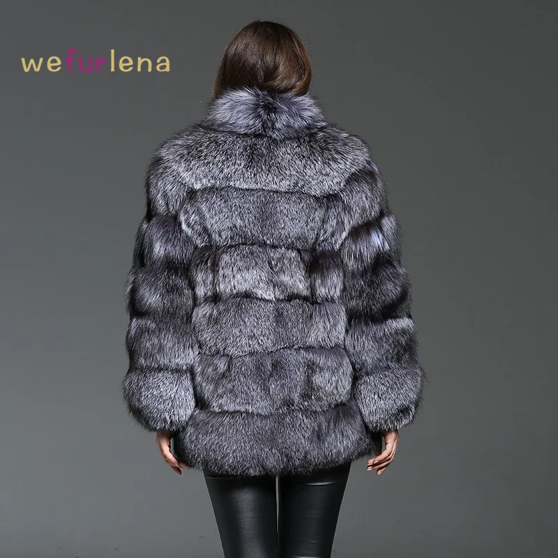 

Women Rushed Welfurlena Brand 85cm Genuine Fox Coat 2018 Winter Women Real Fur Jacket Warm Female Natural Outwear