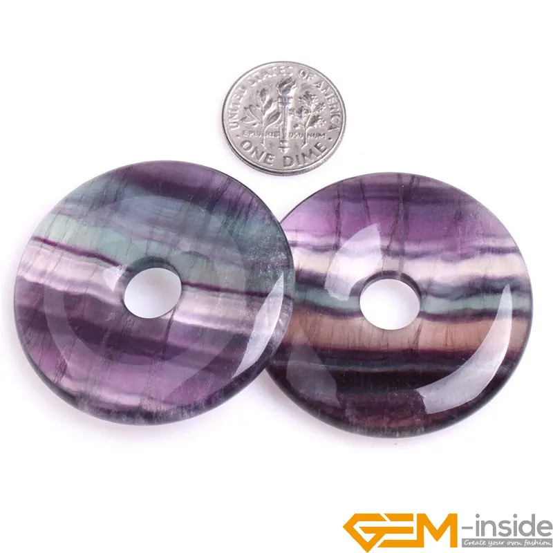 Круглые бусины в форме пончиков из натурального разноцветного радужного