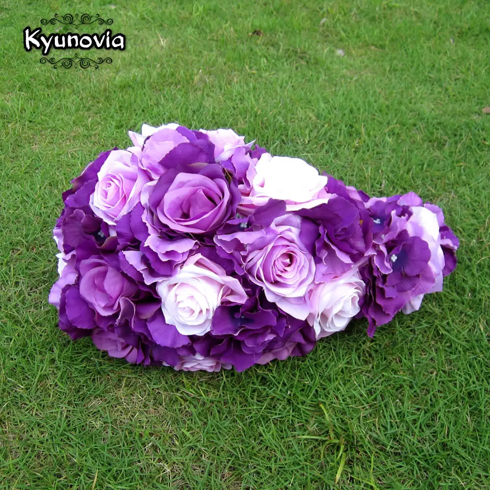 Kyunovia краткое украшение Каскадный букет невесты каплевидные букеты бежевый фиолетовый искусственная Роза альтернатива свадебный цветок FE75