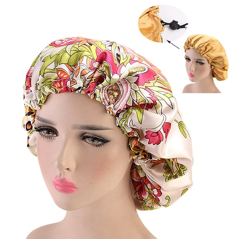 Для женщин двойной слои шелковистая DU-RAG волос интимные аксессуары волна шапки тряпки цветочный чепчик салон Hat Тюрбан Durag ДУ rag Headwrap - Цвет: 6