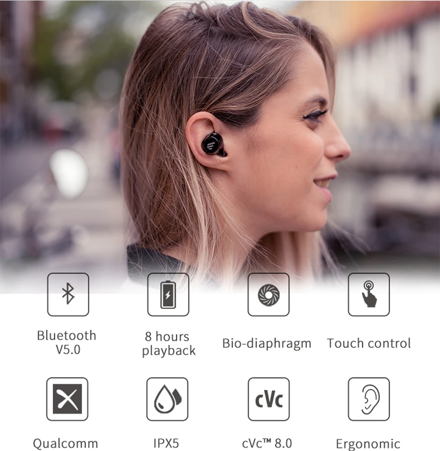 EDIFIER TWS1 TWS наушники Bluetooth v5.0 aptX сенсорное управление IPX5 эргономичный дизайн беспроводные наушники Bluetooth наушники