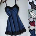 Новинка 2018, стильная женская летняя пикантная ночная рубашка, атласная шелковая ночная рубашка, кружевная ночная рубашка, модная одежда