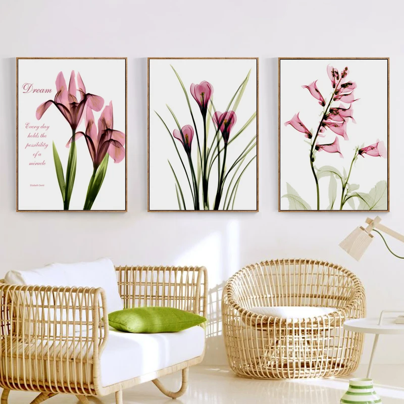 Элегантная поэзия простой розовый искусство Подкова Лотос A4 холст картина