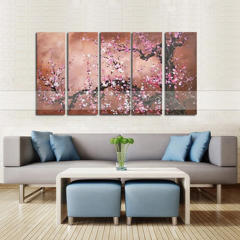 Ручная работа 5 шт. белый красный современный пейзаж картина маслом на холсте