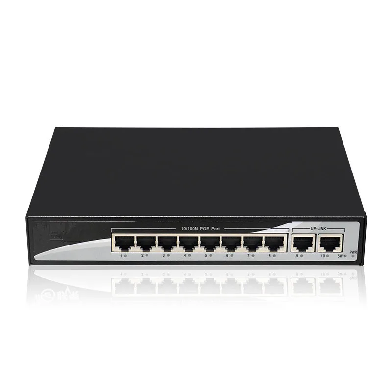 8 портов POE s + 2 порта Lan 100 Мбит/с стандартный коммутатор 802.3af для IP камеры Ethernet PoE