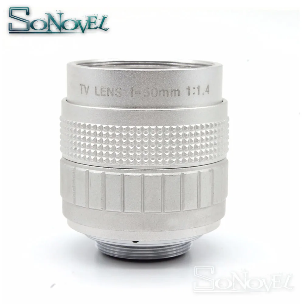 Серебряный 50 мм F1.4 CCTV TV Movie lens + C Mount макрокольцо для SONY E A6500 A6300 A6100 A6000 A3500 NEX Series