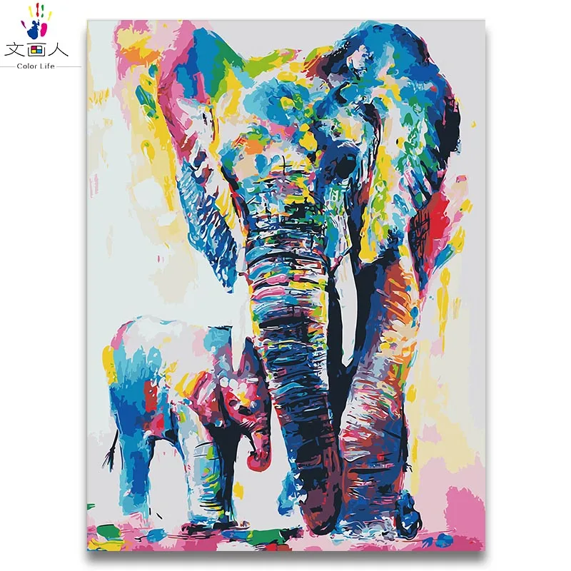 4074 two Elephants Мир животных Два Слона diy картины Раскрашивание по номерам животные на холсте Рисование краски цвета по номерам для hoom декора - Цвет: 4074 two Elephants