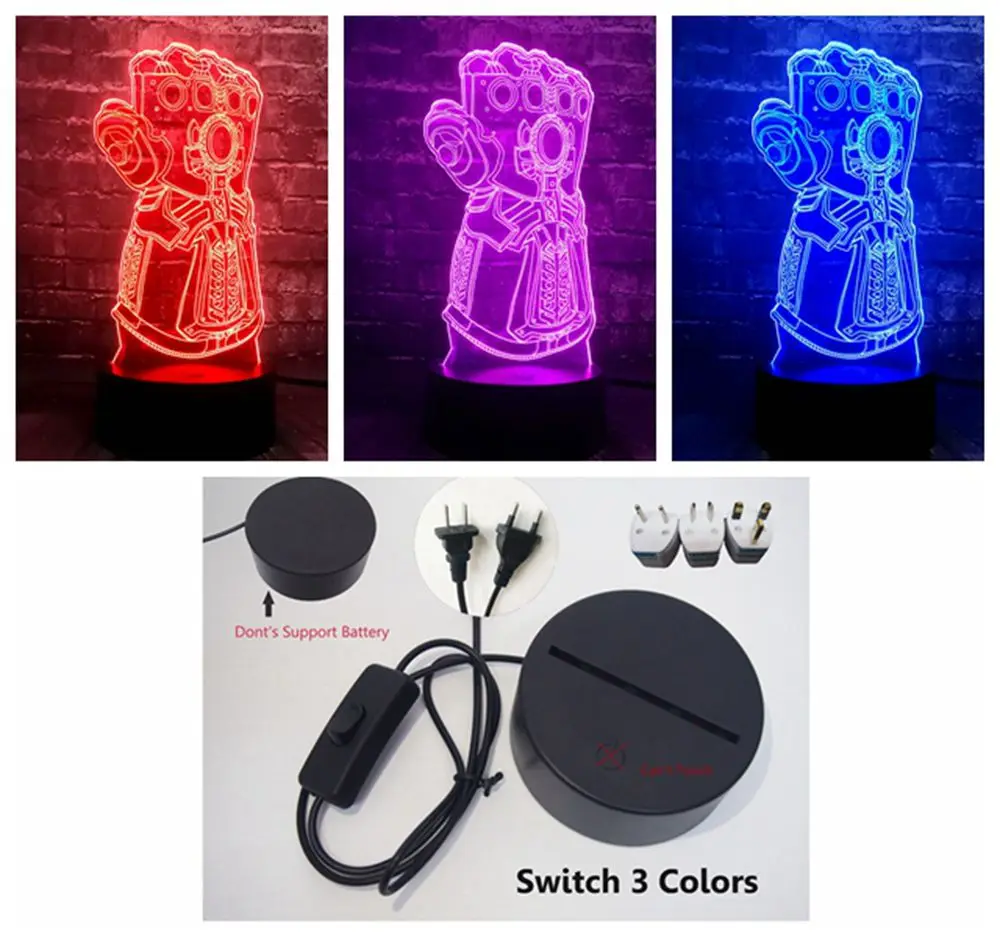Switch 3 Color Марвел из Мстителей фильм супер герой танос Remote USB дистанционный заряд светодиодный декор стол ночник вечерние настроение Лава праздник ребенок подарок игрушка - Испускаемый цвет: Switch 3 Color