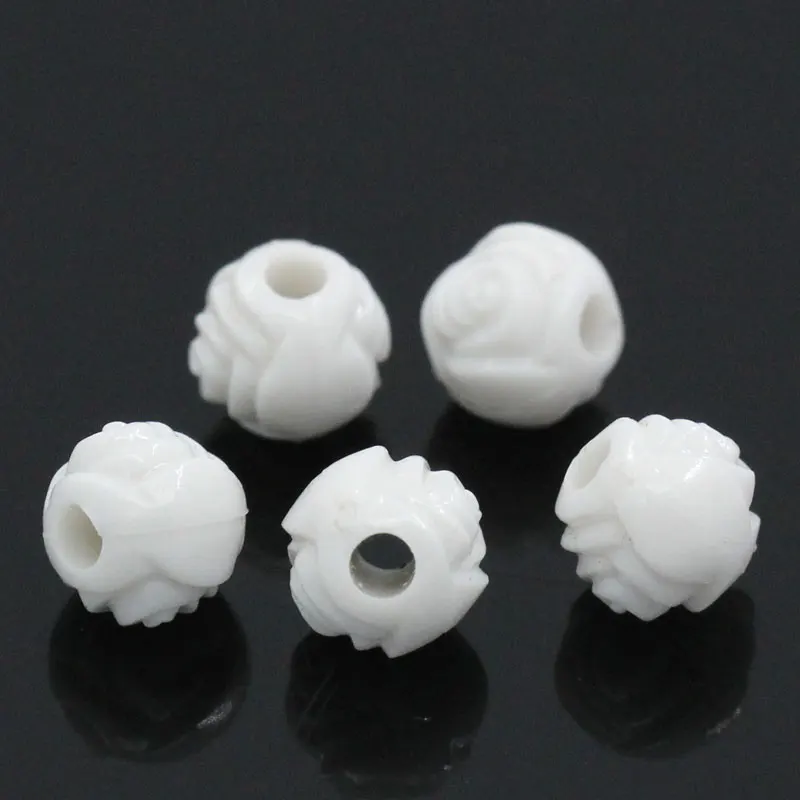 DoreenBeads акриловые бусины-разделители белый цветочный узор диаметр около 6 мм (2/8