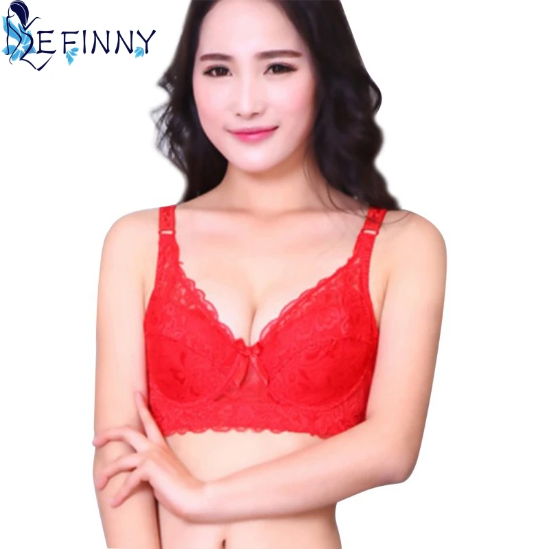 EFINNY Women Embroidery Lace Floral Deep V Gather Thin Push Up Padded Underwire Bras for Woman | Женская одежда