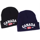 Новинка, зимние вязаные шапки VORON, хлопковая вязаная шапка с вышитыми буквами Канады, унисекс, мешковатая шапка, вязаная крючком уличная шапка