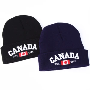 Новинка, зимние вязаные шапки VORON, хлопковая вязаная шапка с вышитыми буквами Канады, унисекс, мешковатая шапка, вязаная крючком уличная шапка