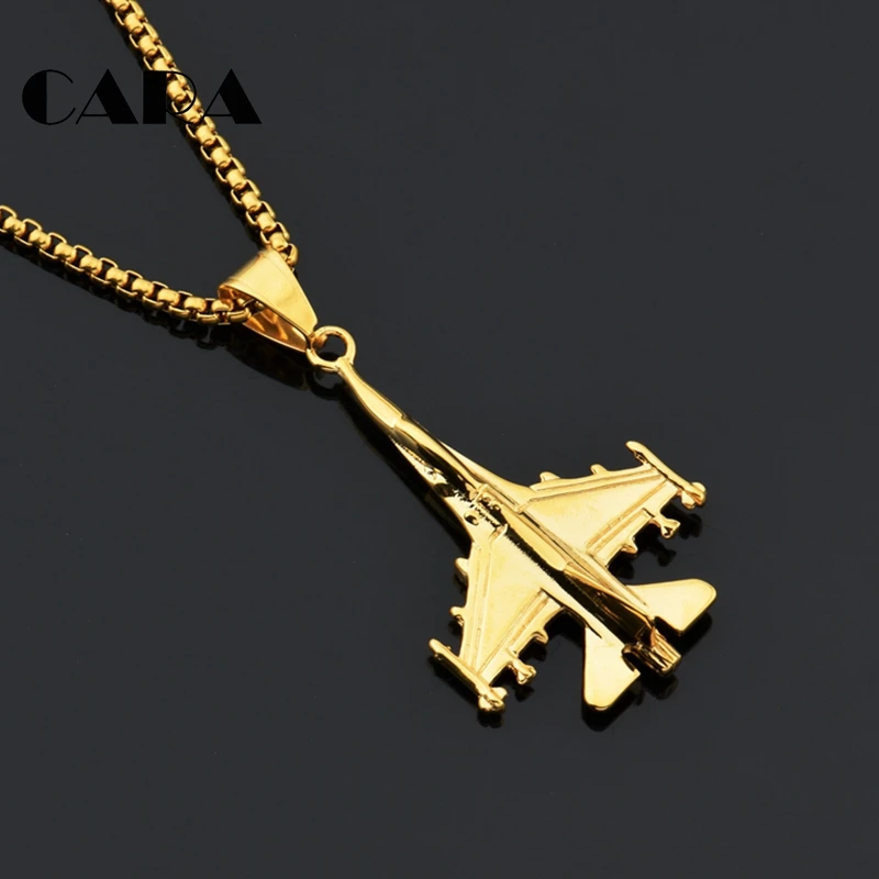 Цепочка с подвеской в виде боевого самолета унисекс нержавеющая сталь
