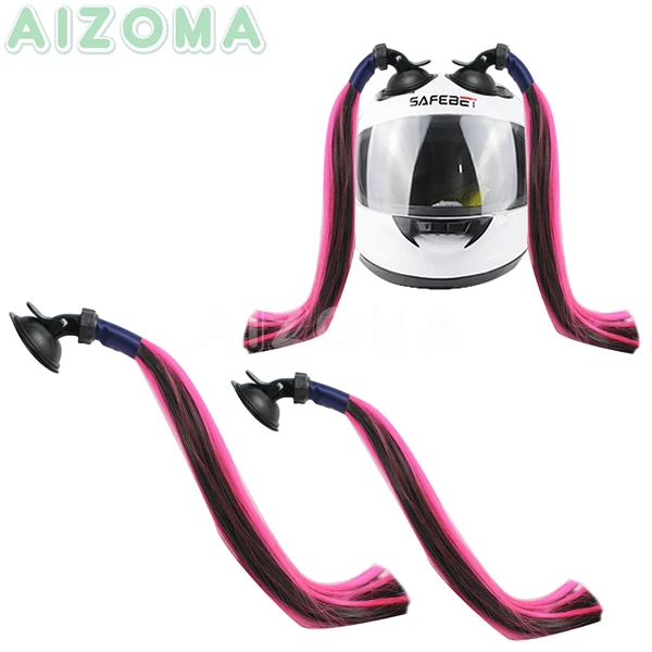 Black with Pink 6 цветов гоночный Байкер уличная лыжная палка на шлем волосы косички красочные кепки конский хвост шлем украшения косички Красочные Универсальные - Цвет: Black with Pink