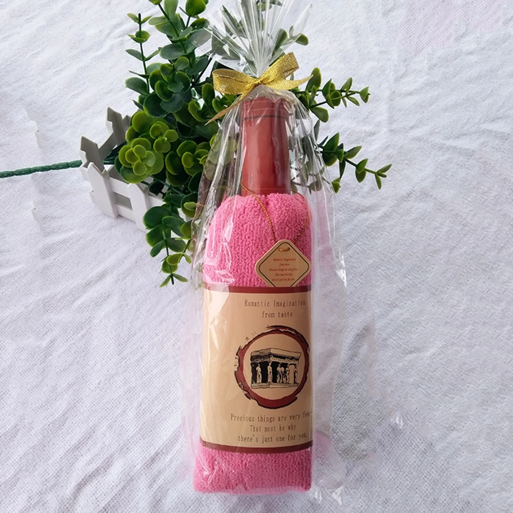 Pink Уникальное мягкое полотенце в форме бутылки красного вина, Подарочное полотенце для ванны и душа, хлопковое банное полотенце, подарок на свадебный торт - Цвет: Pink