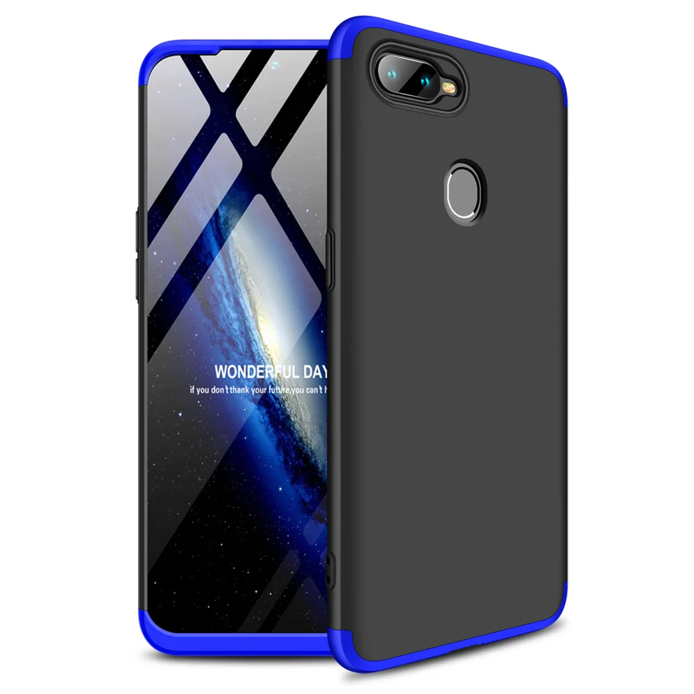 Для OPPO A7 AX7 полное покрытие защитный 3 в 1 армированный чехол с закаленным стеклом