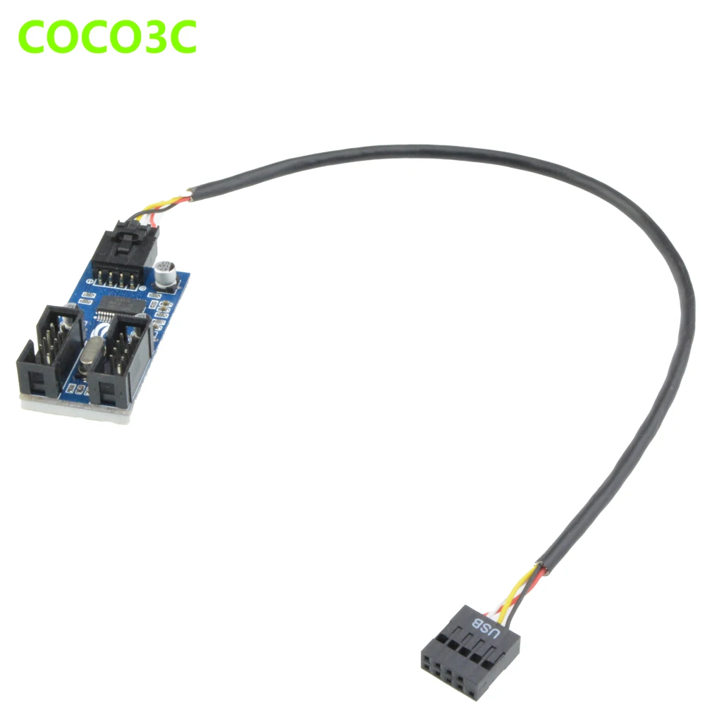 

9pin USB header Male 1 to 2 Female Extension Cable Card Motherboard 9-Pin USB HUB USB 2.0 9 pin Connector Port Multilier